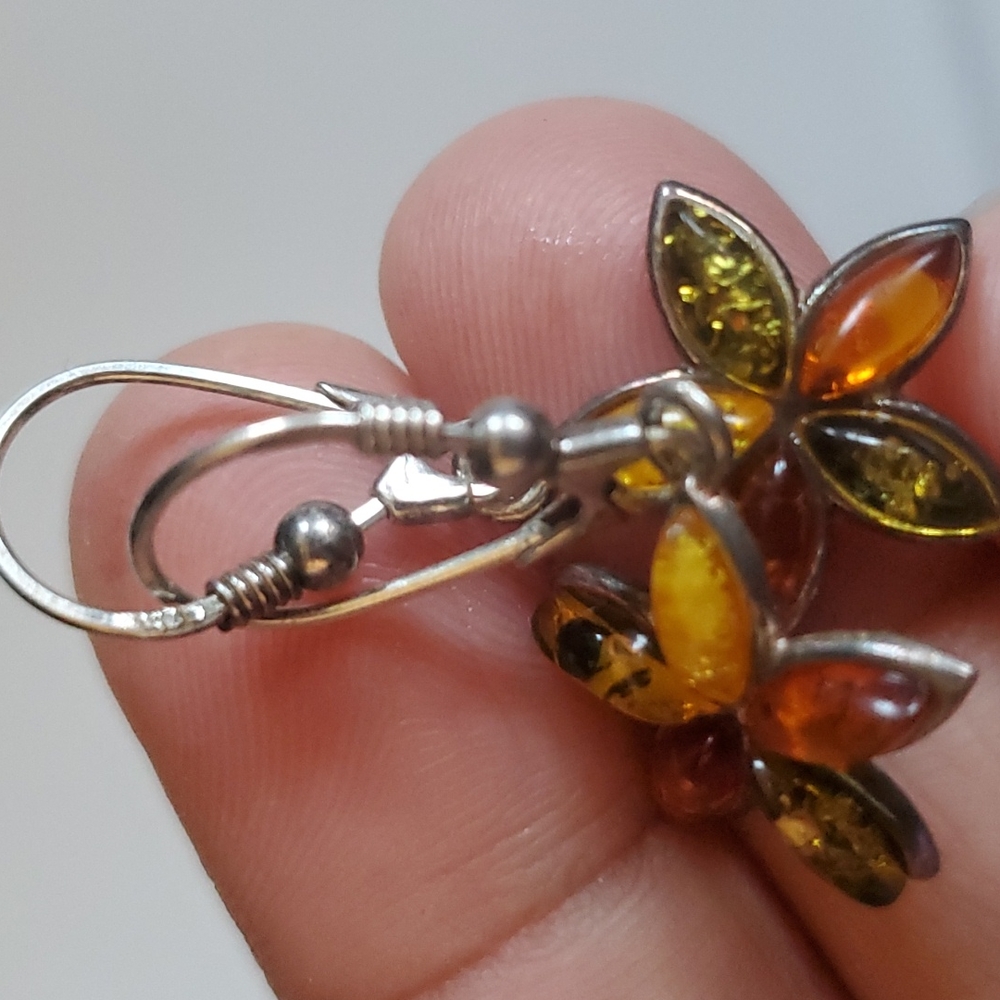 925 Sterling Silver Mix Amber Earrings 😎